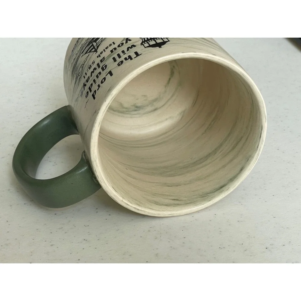 Myrtle Beach Lighthouse Mug Isiah 58:11 Tan Green Marble Vacation Tropical